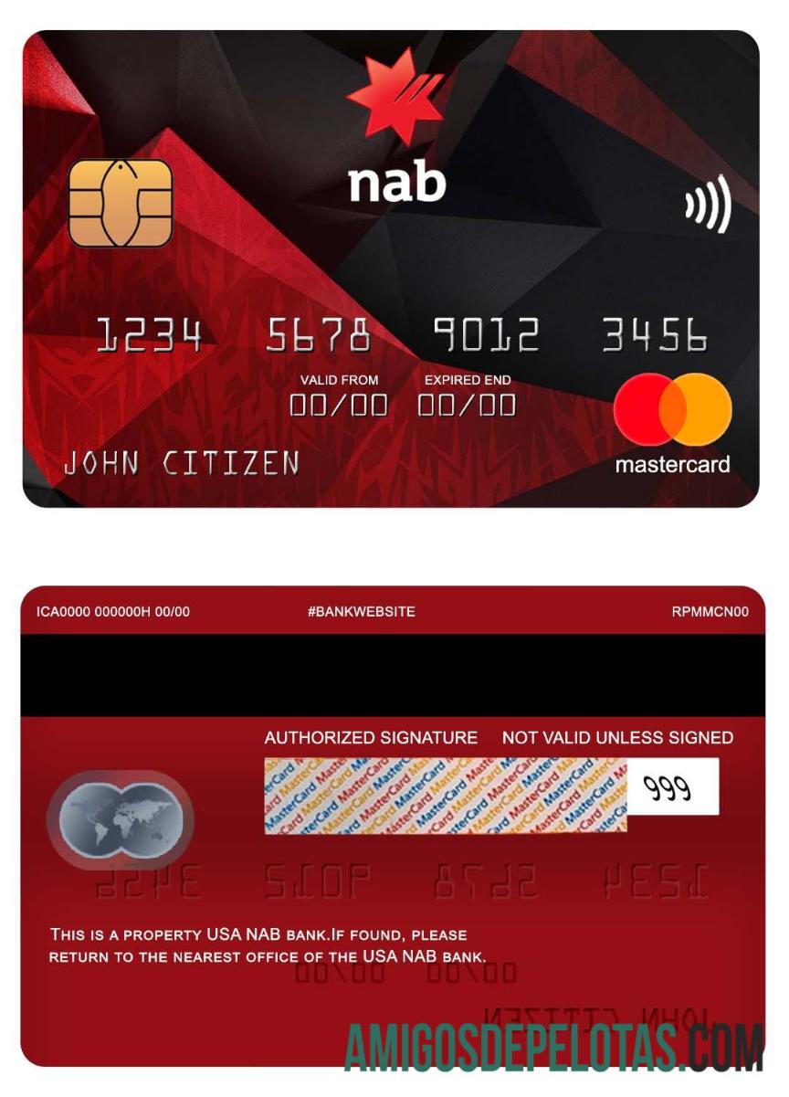 Mastercard do banco NAB dos EUA baixar para verificação